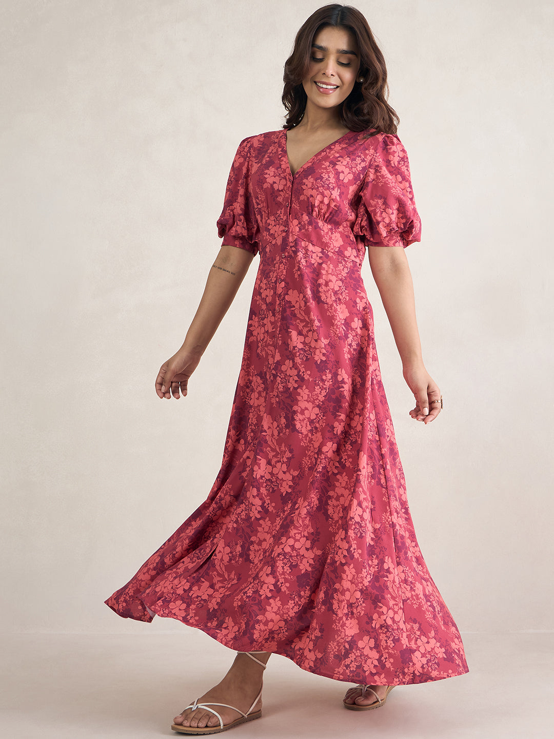 Button down floral maxi dress best sale