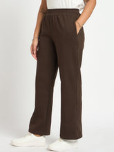 Coffee Brown Straight Fit Fleece Track Pants