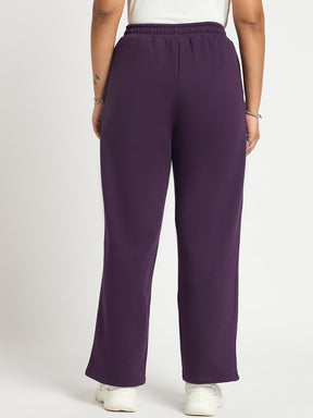 Purple Straight Fit Fleece Track Pants