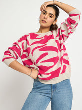 Pink And Beige Abstract Sweater