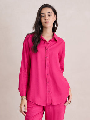 Pink Linen Blend Shirt