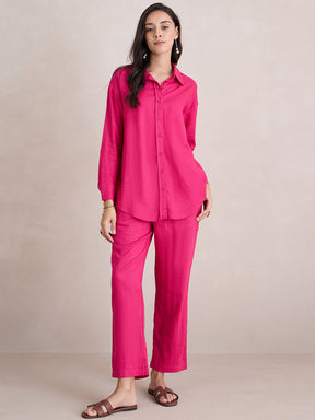 Pink Linen Blend Shirt