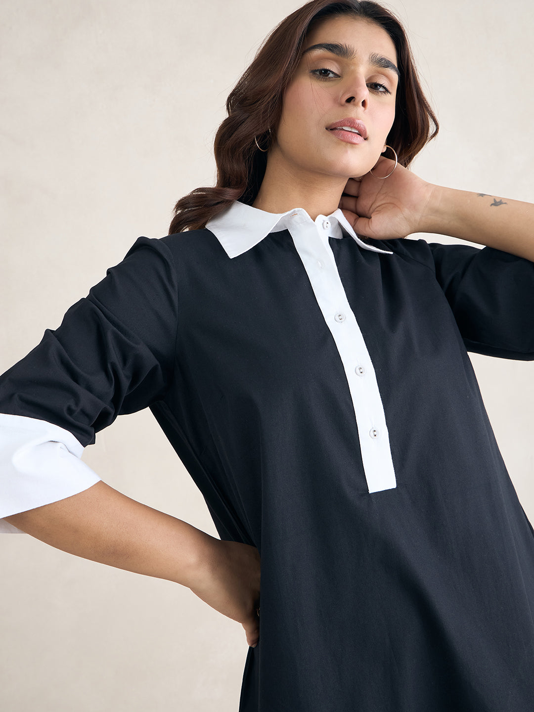 Black knee length shirt dress online