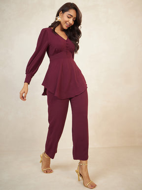 Wine Asymmetric Co-Ord Set