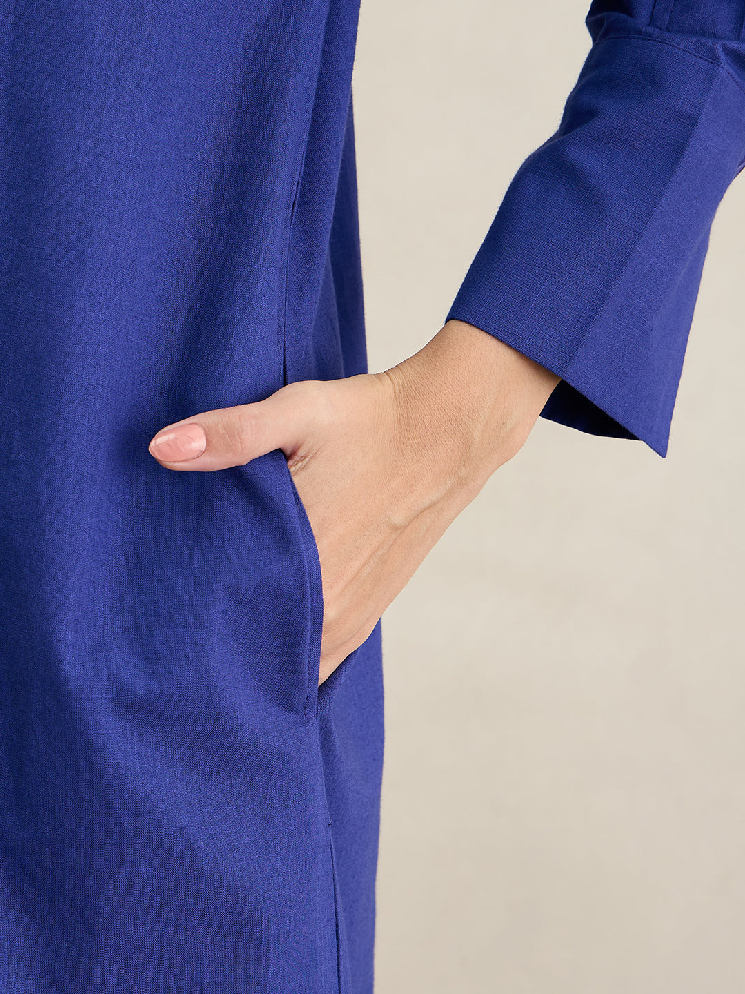 Blue Cotton Shirt Maxi Dress