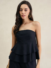 Black Cotton Layered Tube Top