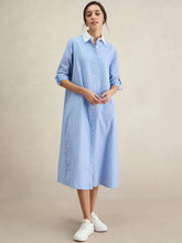 Blue Stripes Shirt Maxi Dress