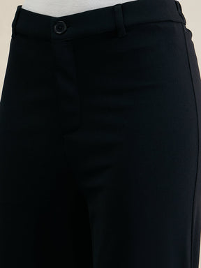 Black Bootleg Knit Trousers