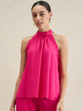 Hot Pink Cotton Halter Neck Top