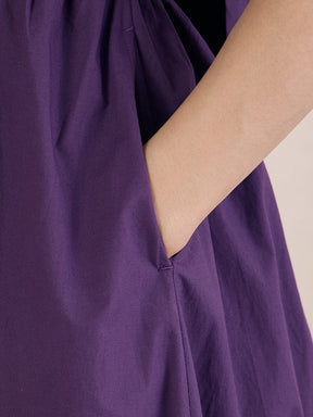 Purple Poplin Back Tie-Up Maxi Dress