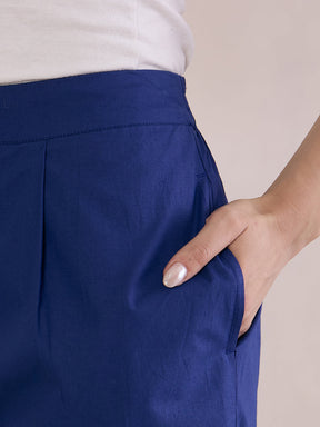 Cobalt Blue Poplin Straight Fit Pant