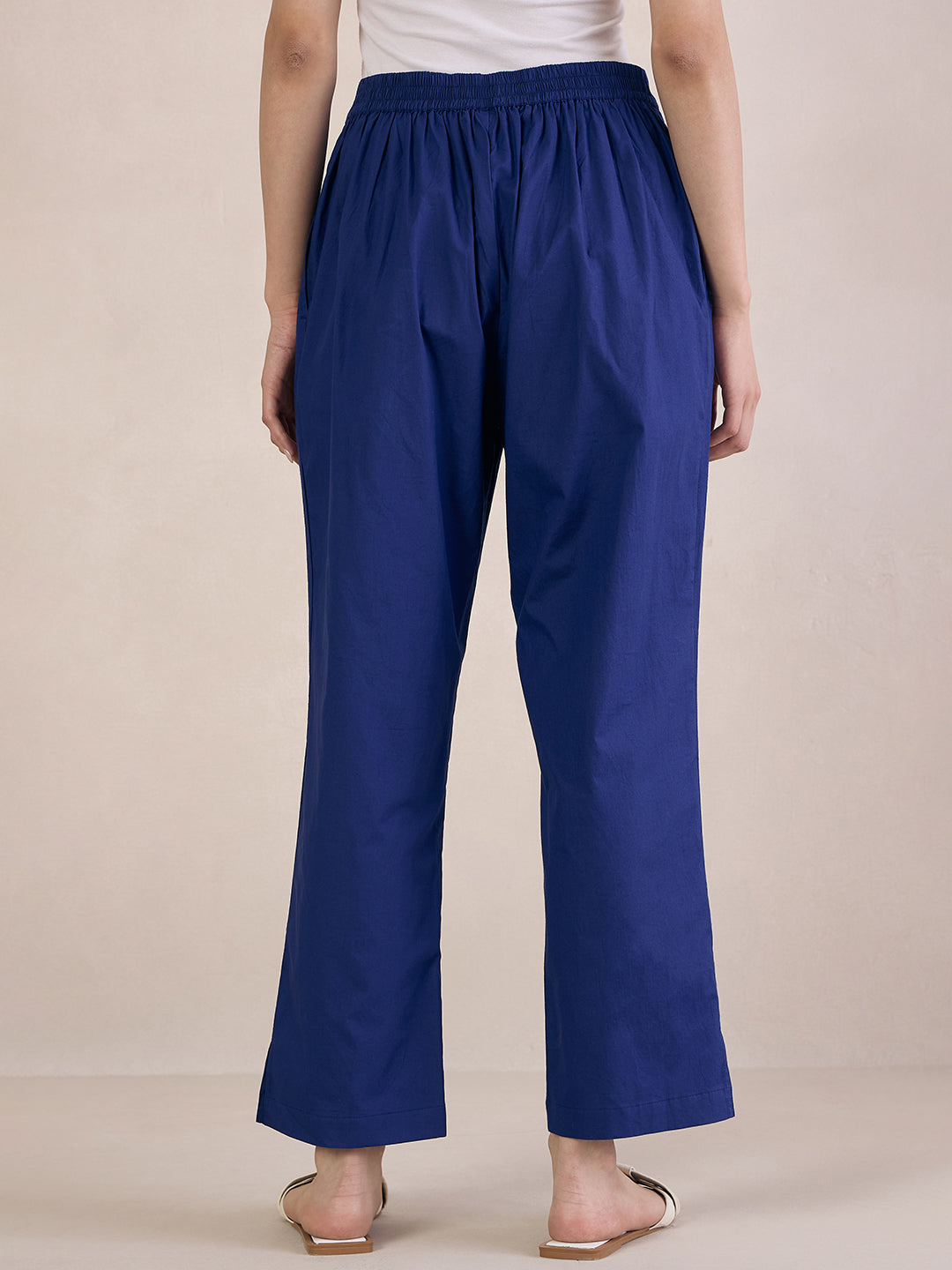 Cobalt Blue Poplin Straight Fit Pant