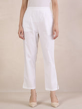 White Cotton Poplin Straight Fit Pant