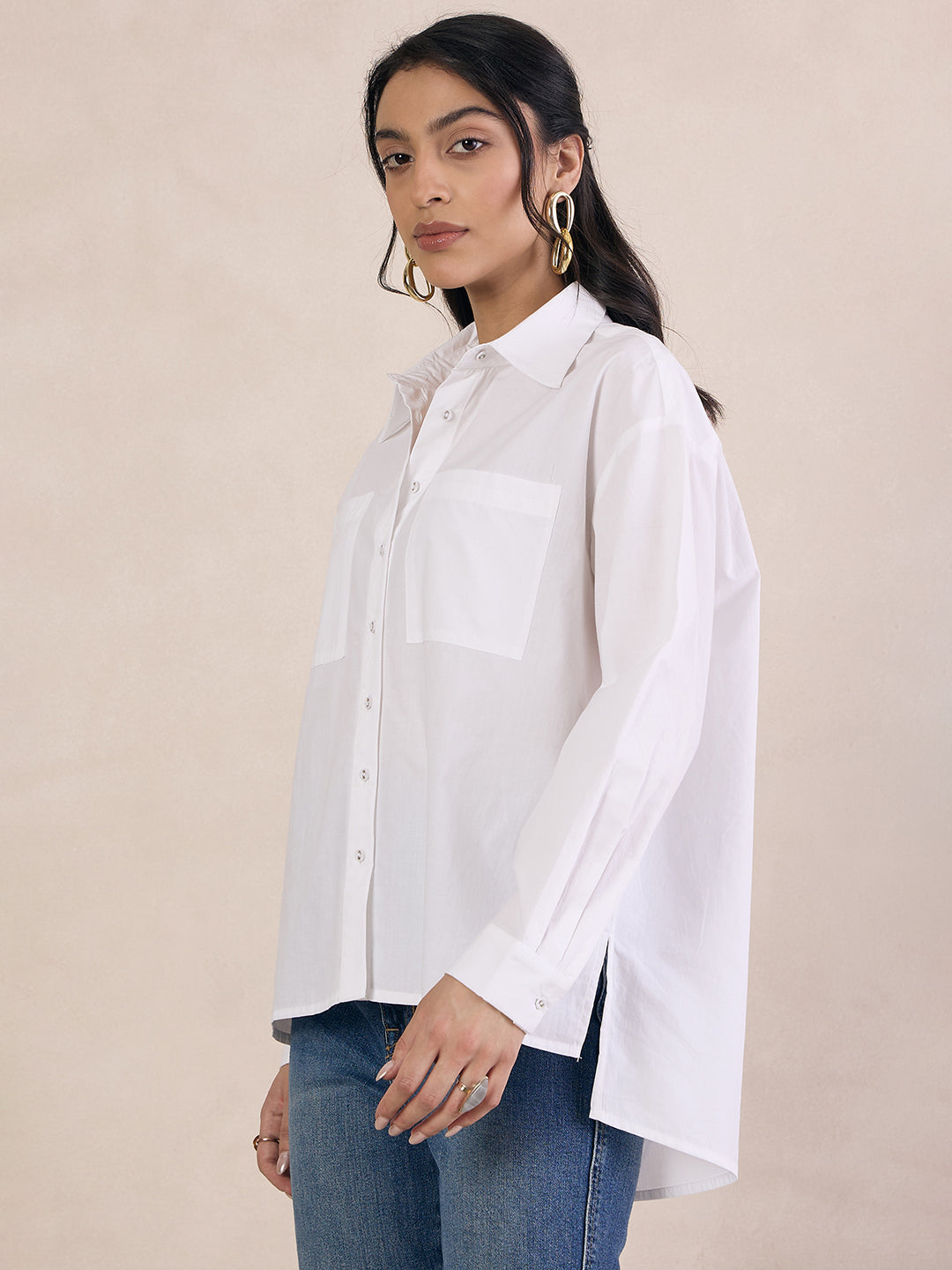 White Poplin Oversized Shirt