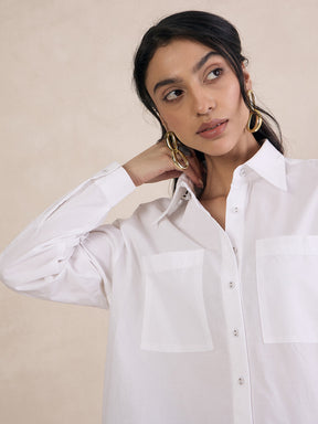 White Poplin Oversized Shirt