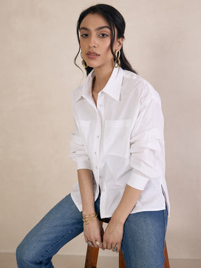 White Poplin Oversized Shirt