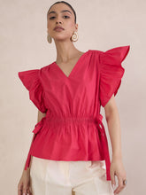 Pink Poplin Ruffle Top