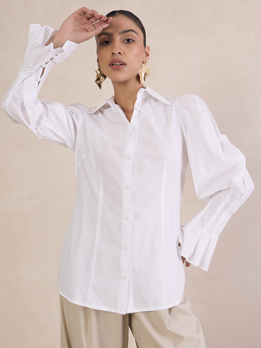 White Poplin Structured Shirt