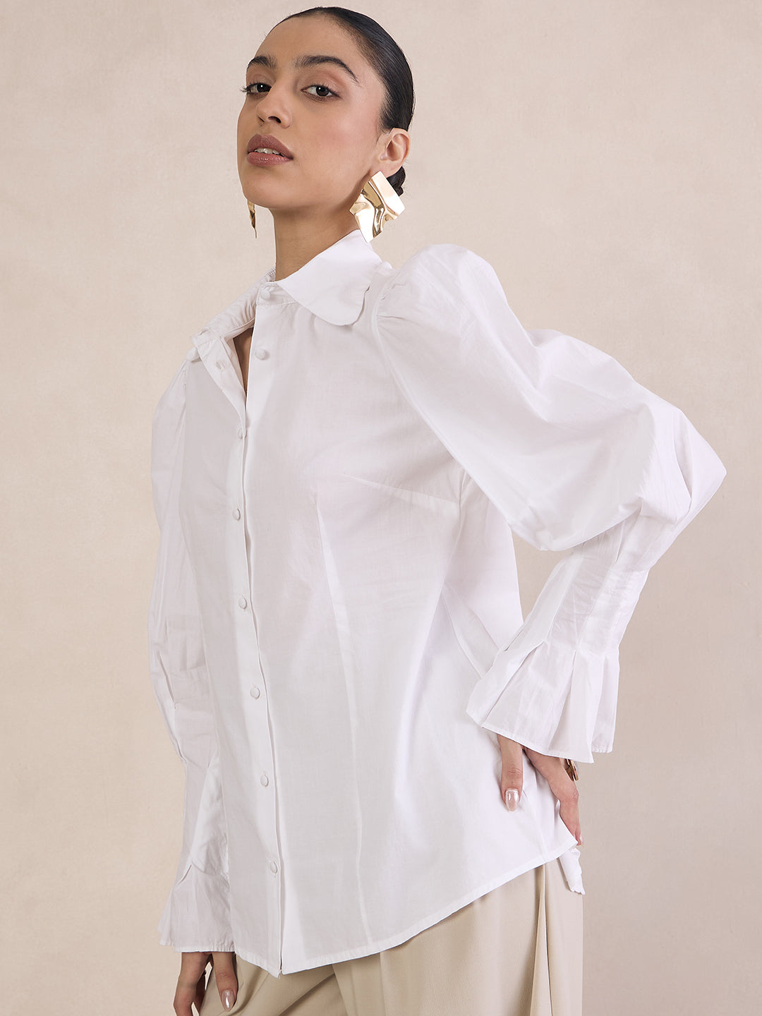 White Poplin Structured Shirt