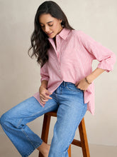 Red Cotton Yarn Dyed Stripe Shirt