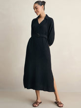 Black Cotton Collar Neck Maxi Dress