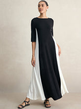 Black Knit Colorblock Maxi Dress