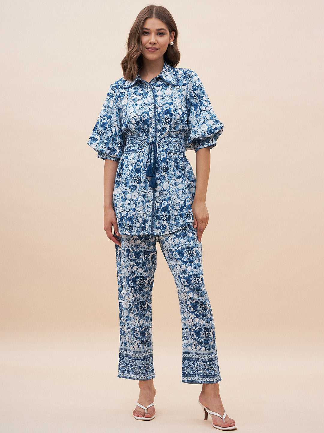 Blue Border Print Co-Ord Set