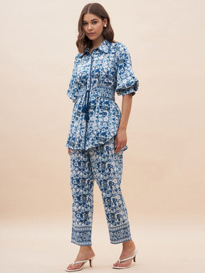 Blue Border Print Co-Ord Set