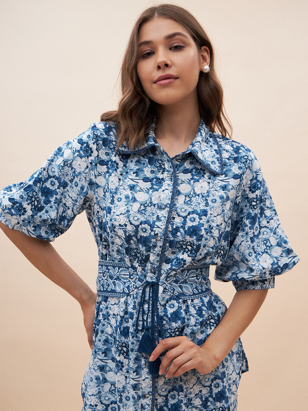 Blue Border Print Co-Ord Set