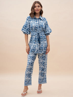 Blue Border Print Co-Ord Set