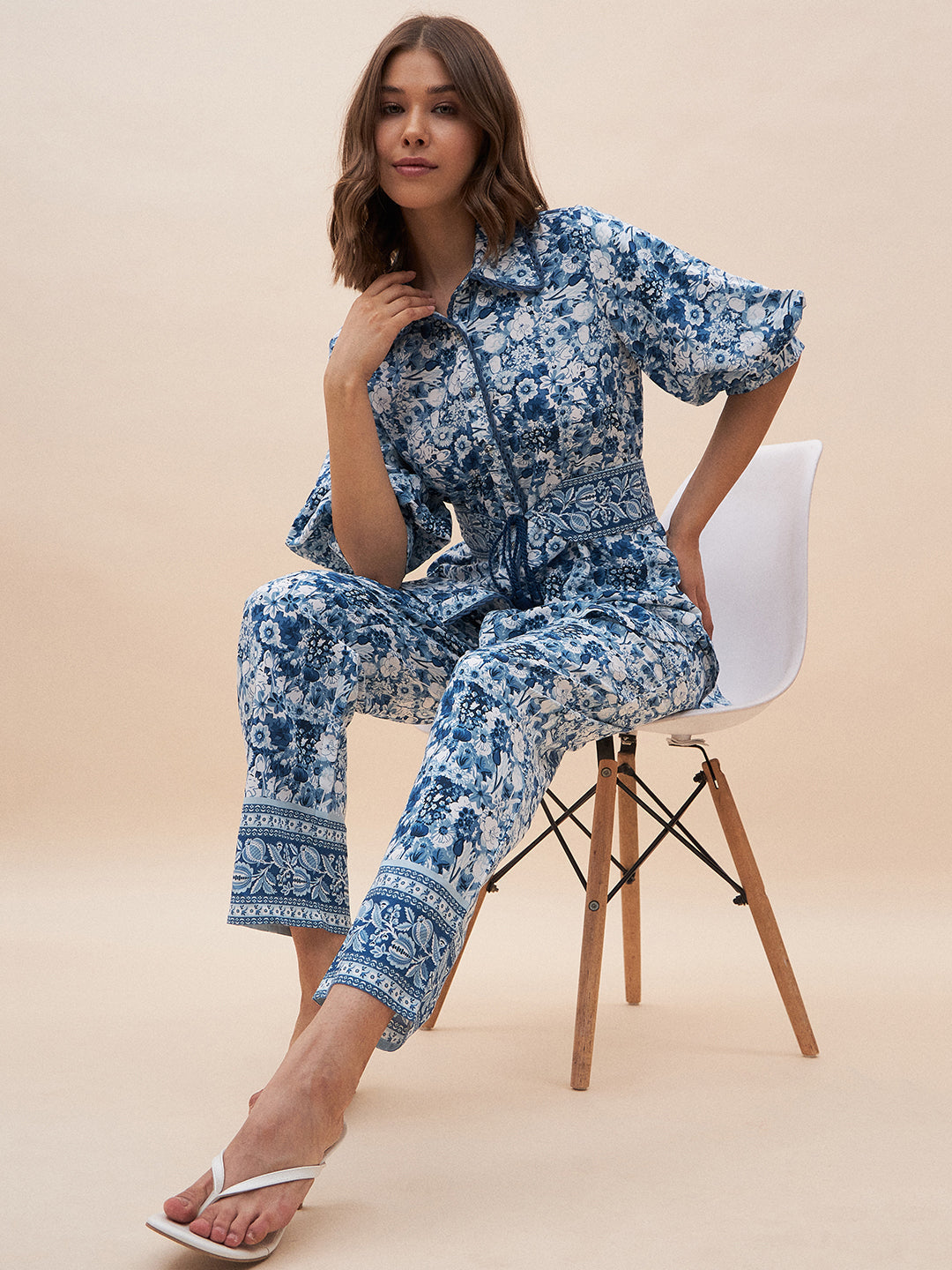 Blue Border Print Co-Ord Set