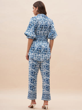 Blue Border Print Co-Ord Set