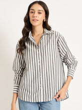 Black And White Button Down Stripe Shirt