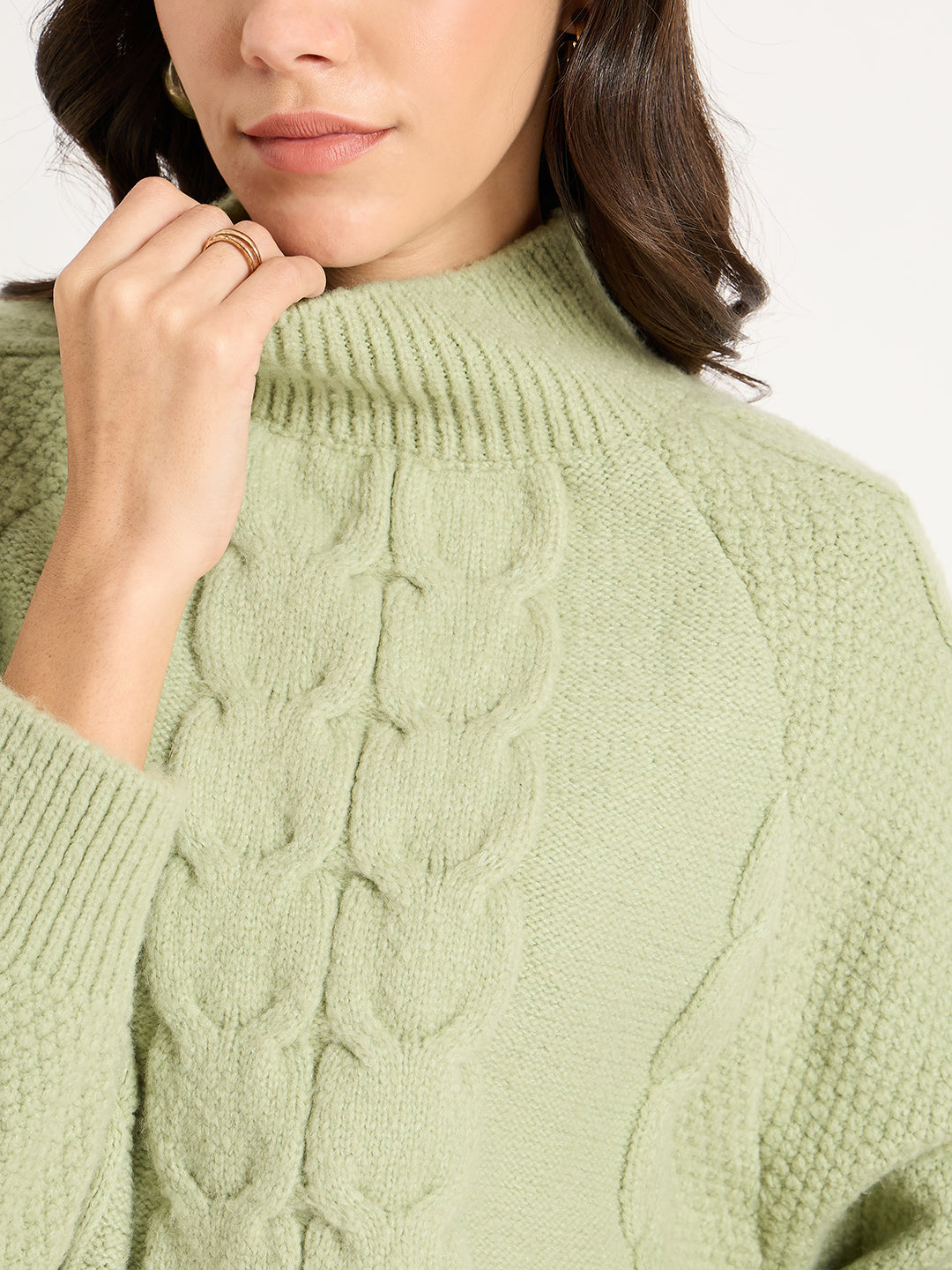 Sage Green Cable Knit Sweater