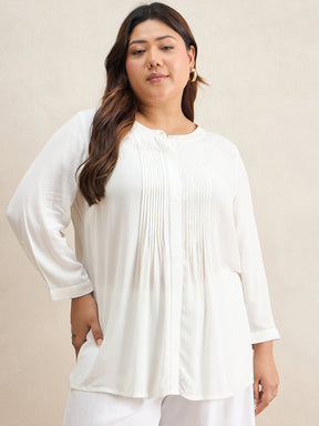 White Pintuck Detail Top