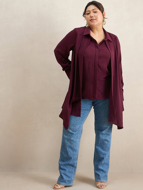 Wine Asymmetric Button Down Shirt