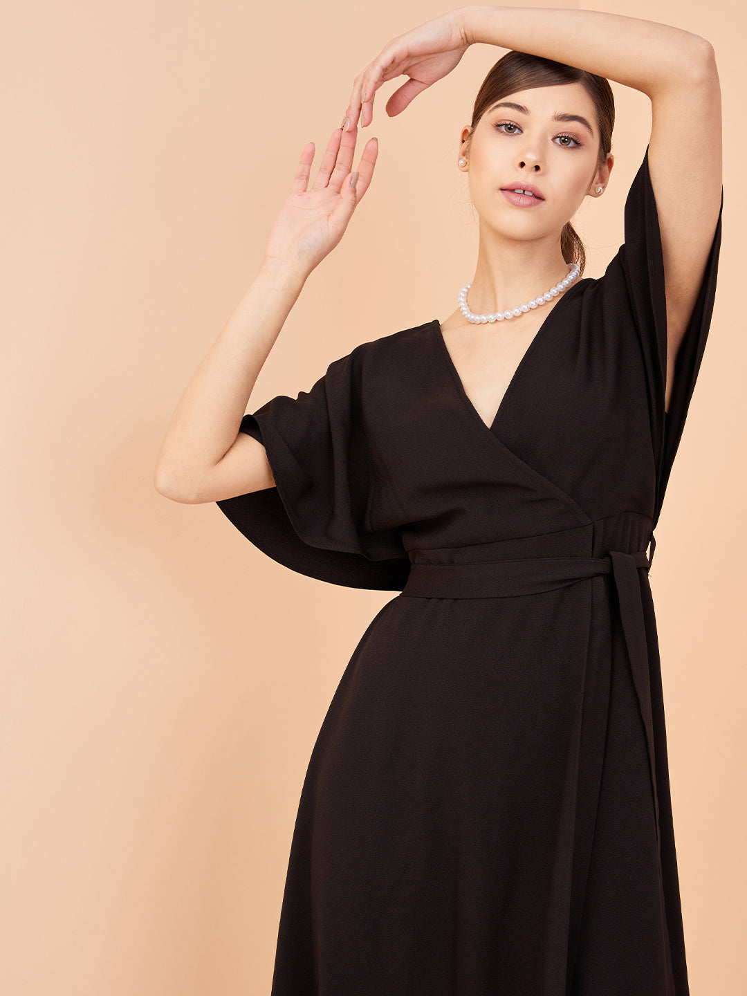 Black Kimono Wrap Maxi Dress