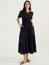 Black Dobby Tiered Maxi Dress