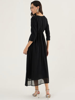 Black Swiss Dot Maxi Dress