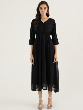 Black Swiss Dot Maxi Dress