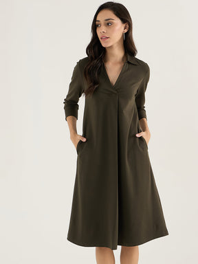 Olive A-Line Travel Dress