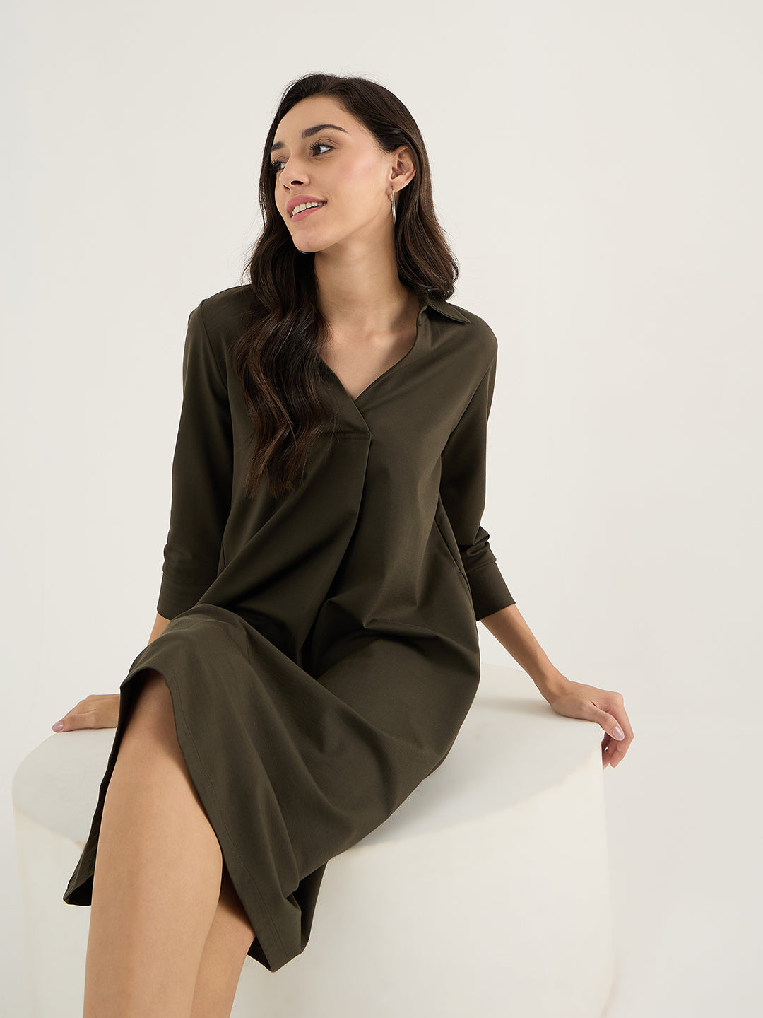 Olive A-Line Travel Dress