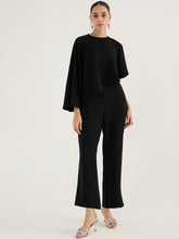 Black Crepe Jumpsuit With Cape