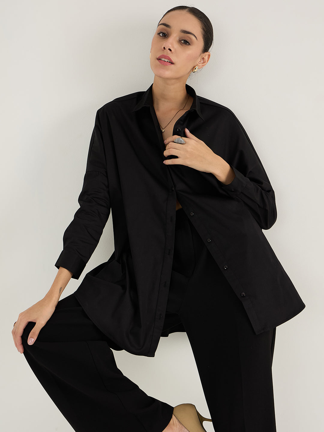 Black Oversize Cotton Shirt