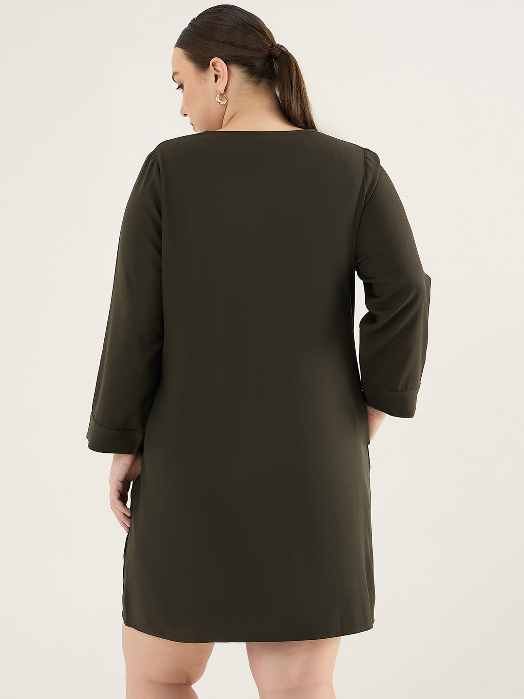 Olive Knee Length Sheath Dress