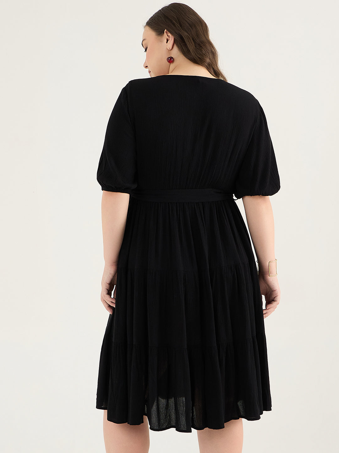 Black Tiered Midi Dress