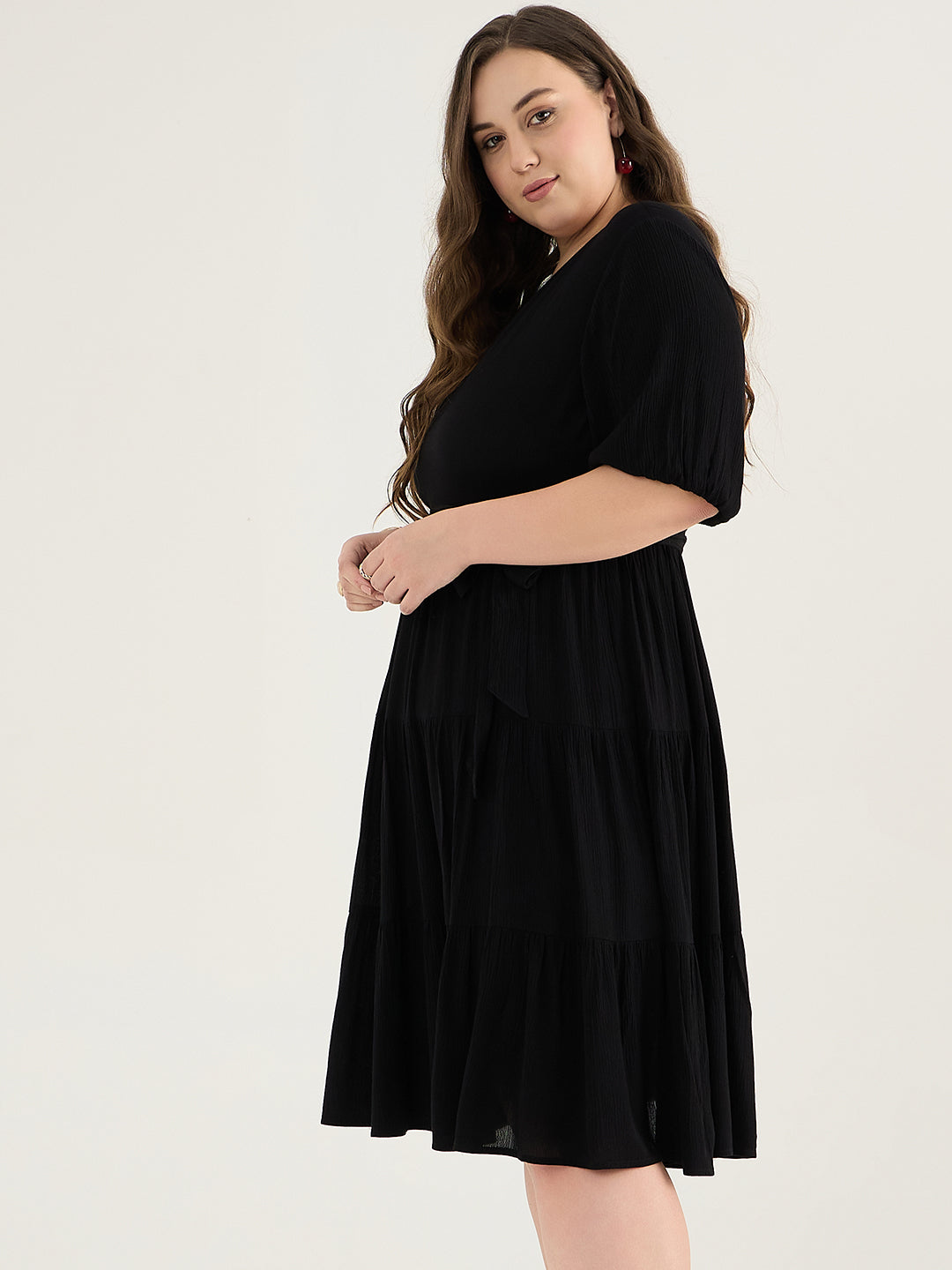 Black Tiered Midi Dress