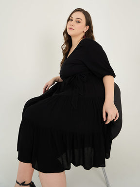 Black Tiered Midi Dress