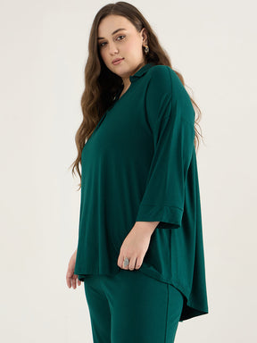 Green Front Pleat Detail Tunic