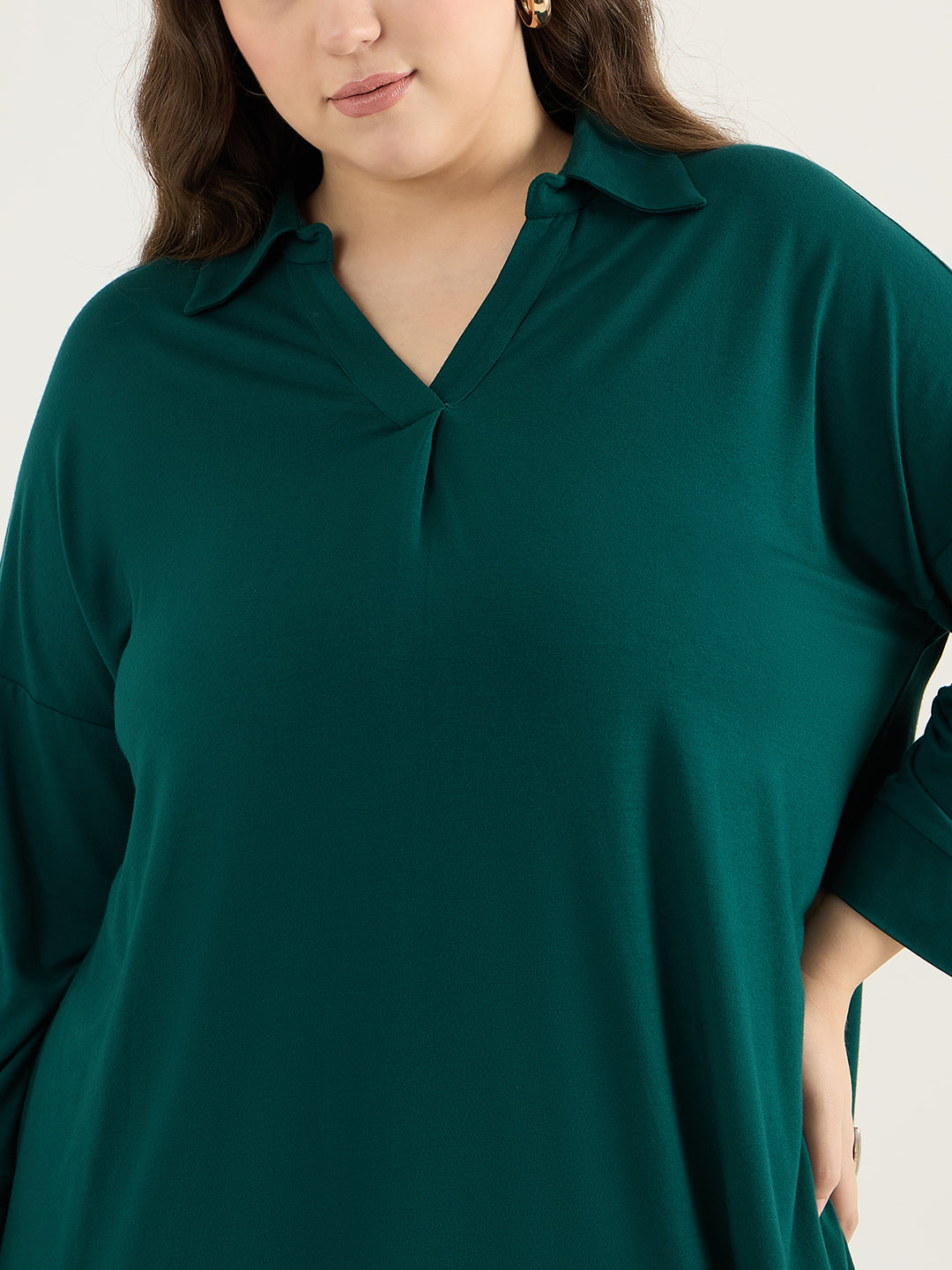 Green Front Pleat Detail Tunic